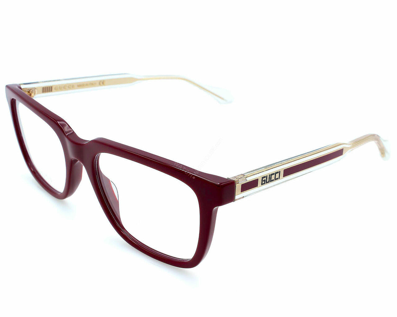 GUCCI Square Full Rim Burgundy/Crystal 55-20-145MM Unisex 