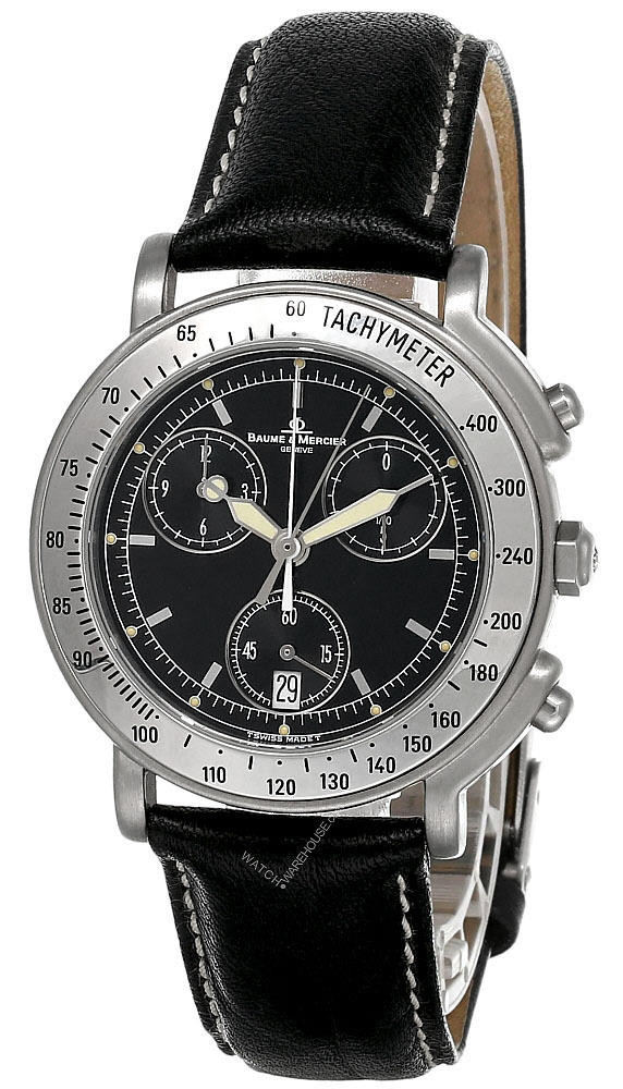 BAUME & MERCIER Geneve Black Dial Leather Strap Men's Watch MOF00122