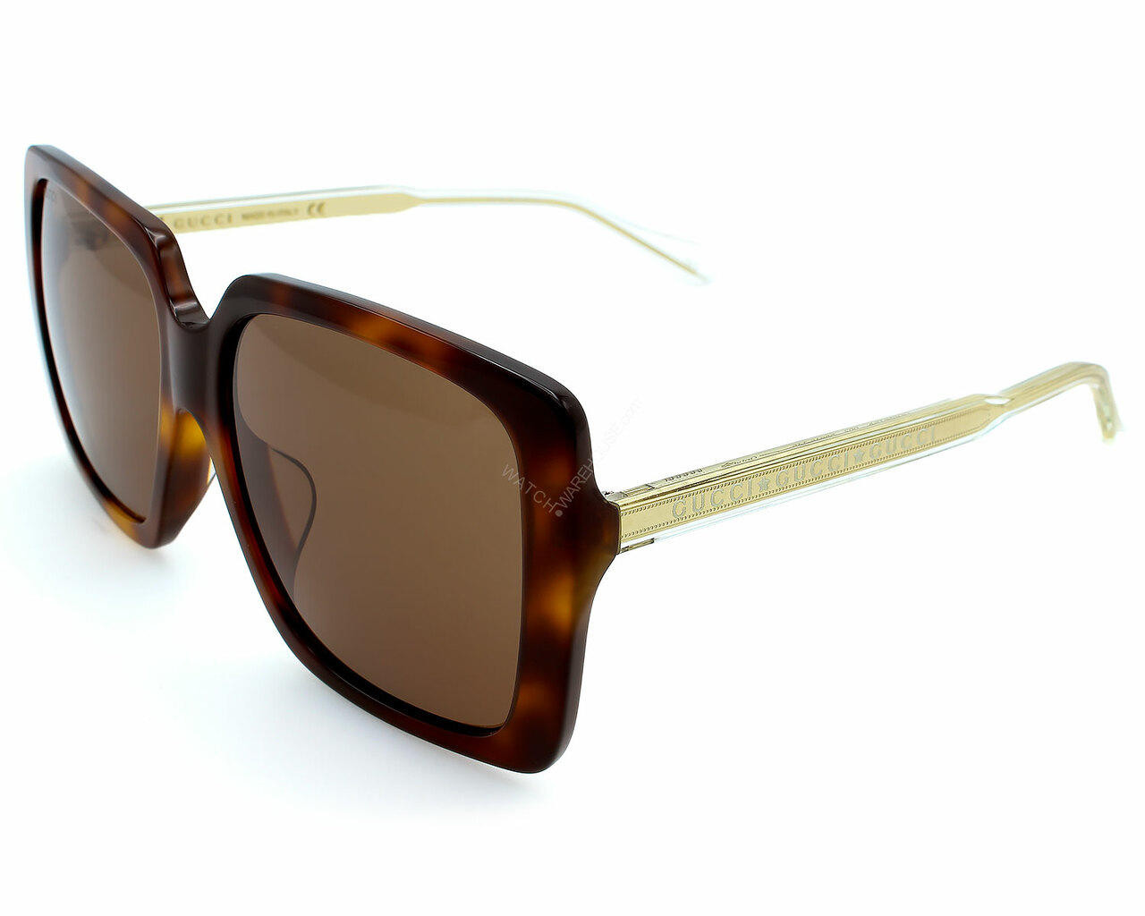 GUCCI Havana/Crystal Brown Lens 58-145MM Women's Sunglasses
