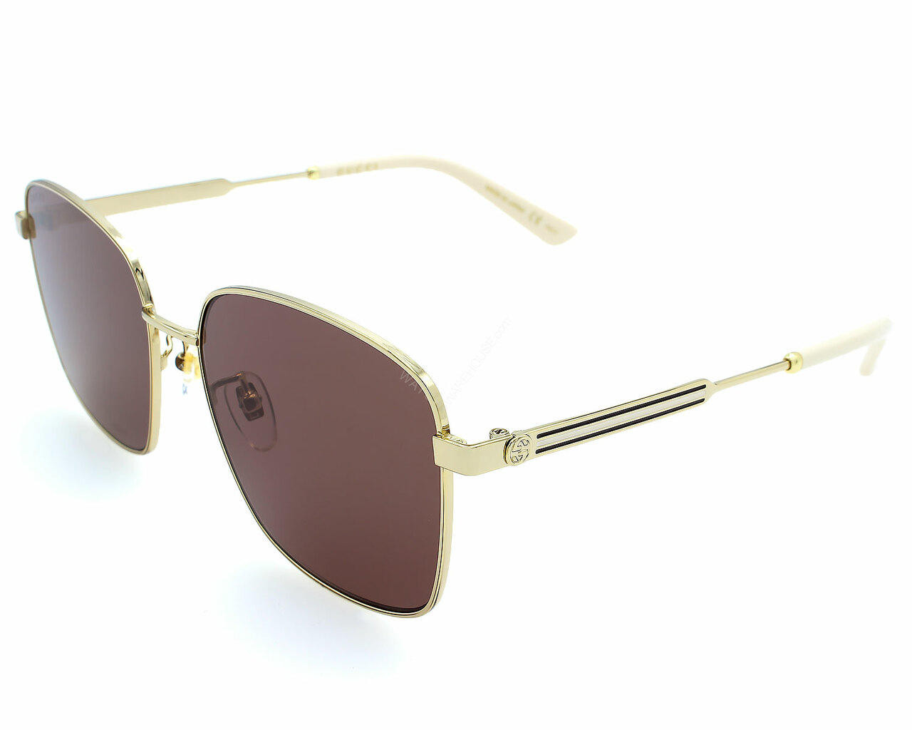 GUCCI Square Gold/Brown Lens 58-150MM Women's Sunglasses GG0852SK