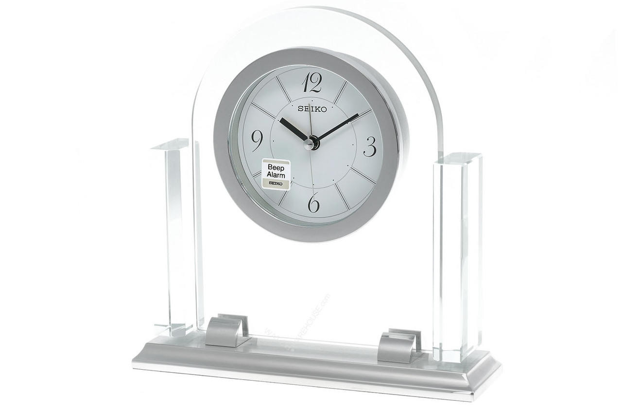 SEIKO Quartz White Dial Glass Table Clock QXE058XL | Fast & Free