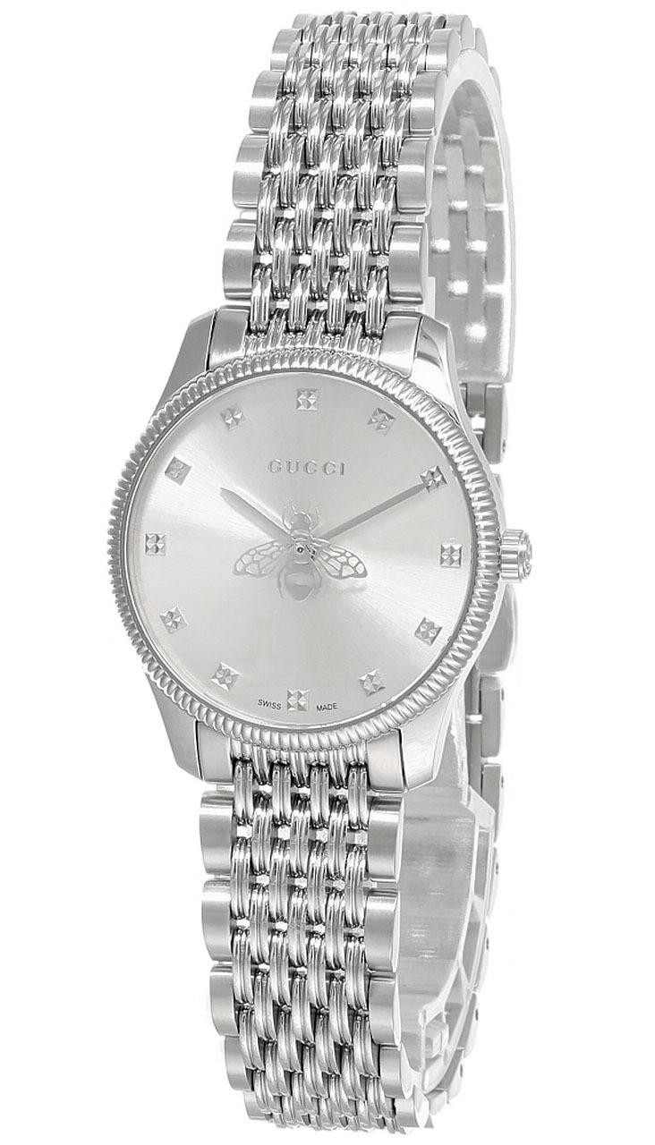 Gucci G-Timeless Silver Dial Stainless Steel Women's Watch YA1265019