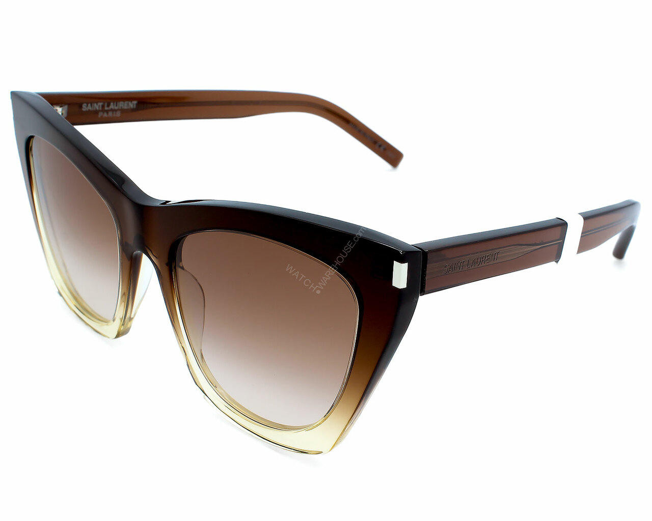 Saint Laurent ブラウン スクエアサングラス SAINT LAURENT Brown Gradient 55-145MM Women's Sunglasses SL 214
