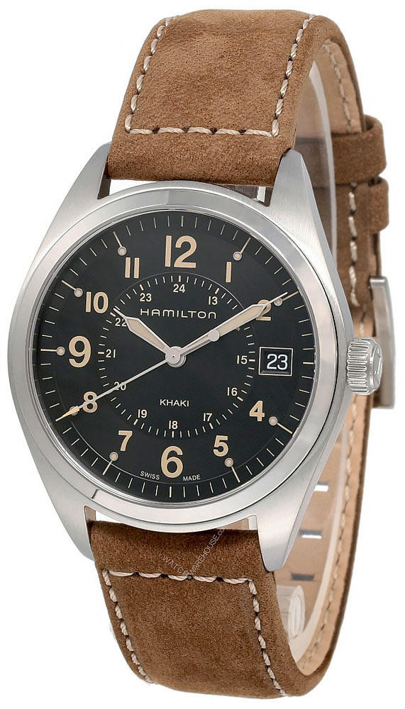HAMILTON Khaki Field 40MM SS Black Dial Tan Suede Men's Watch