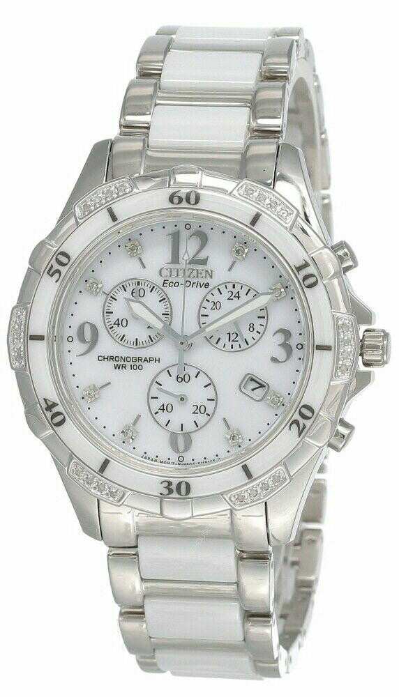 CITIZEN Eco Drive Chrono White Dial SS Women display picture 1