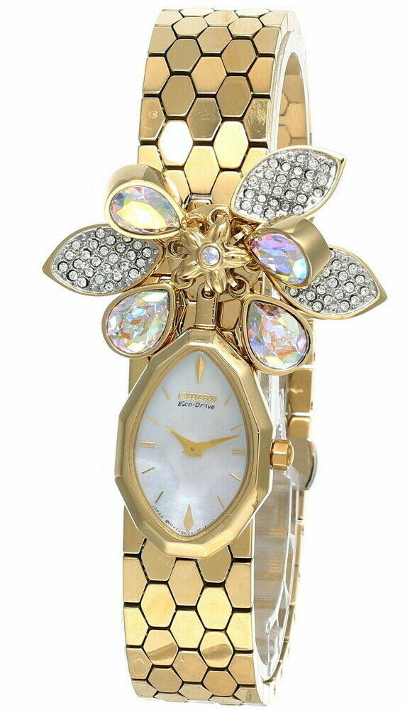 CITIZEN Lobella Crystal Flower Link Bracelet Women's Watch EG2322