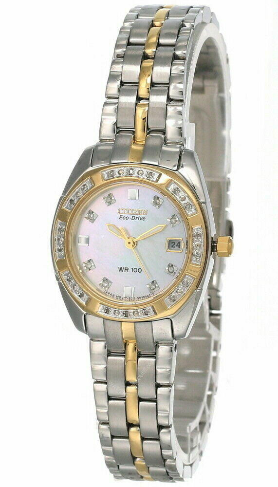 CITIZEN Paladion Eco Drive White Dial 2-Tone SS Women display picture 1