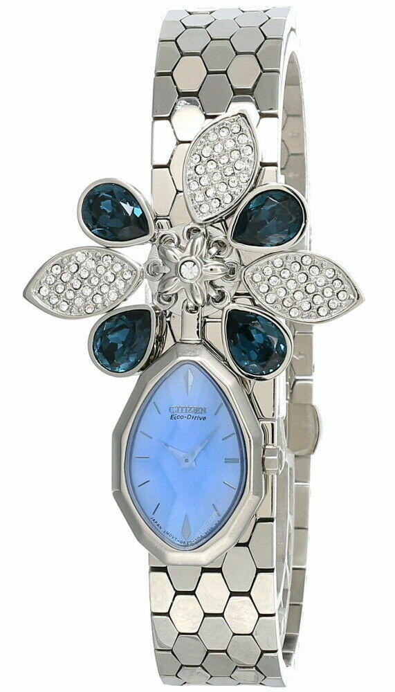 CITIZEN Lobella Blue Crystal Flower Link Bracelet Women's Watch