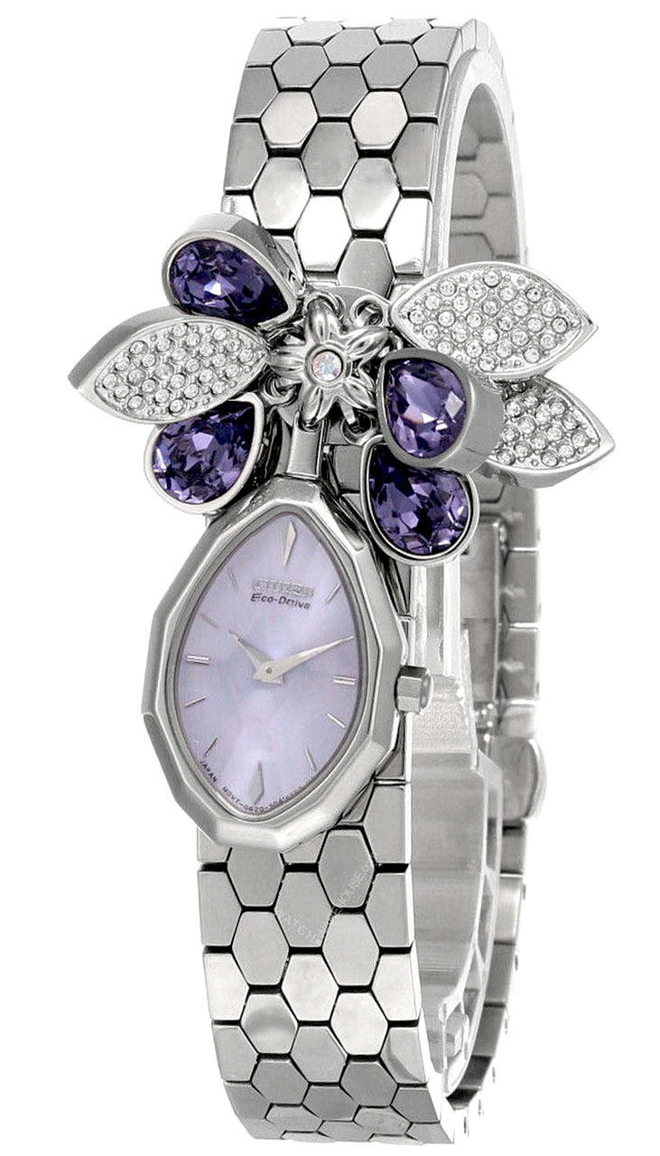 CITIZEN Lobella Purple Crystal Flower Link Bracelet Women display picture 2