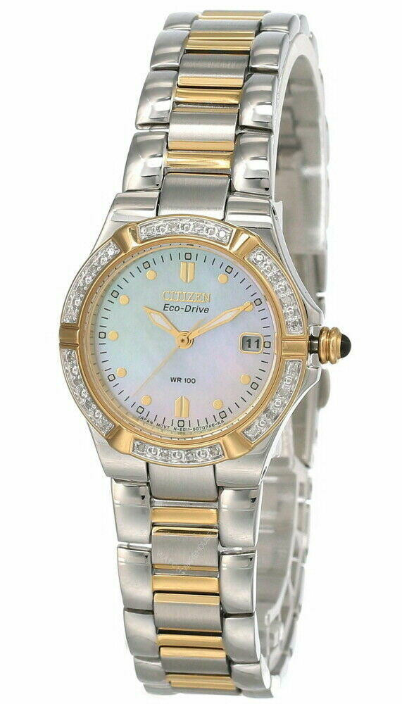 CITIZEN Riva Eco Drive MOP Dial 2 Tone Women s Watch EW0894