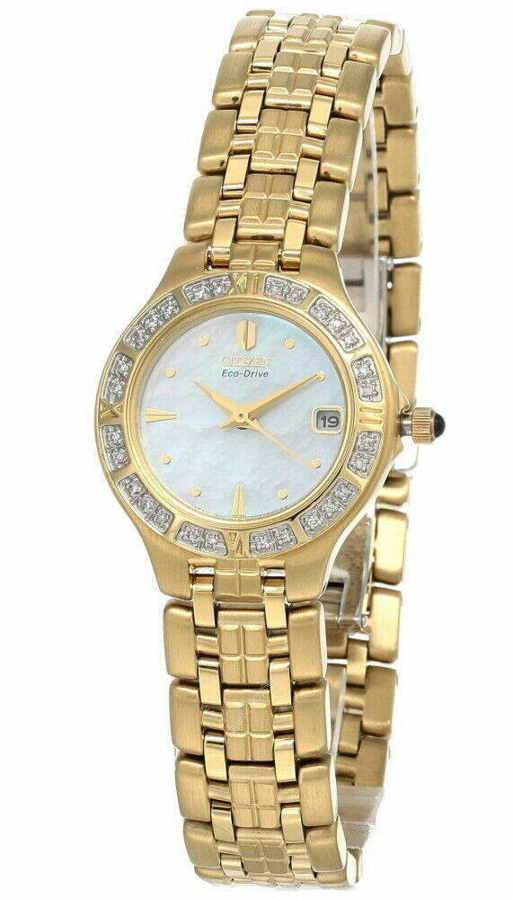 Citizen Diamond Watch - Stiletto Eco Drive Two Tone Yellow Steel MOP Dial Citizen Men main image 2