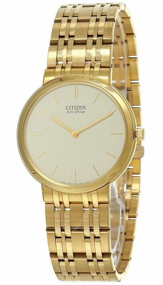 稼動品★シチズン★CITIZEN STILETTO エコドライブ　メンズ腕時計 CITIZEN Stiletto Eco Drive Champagne Dial SS Men's Watch AR1052