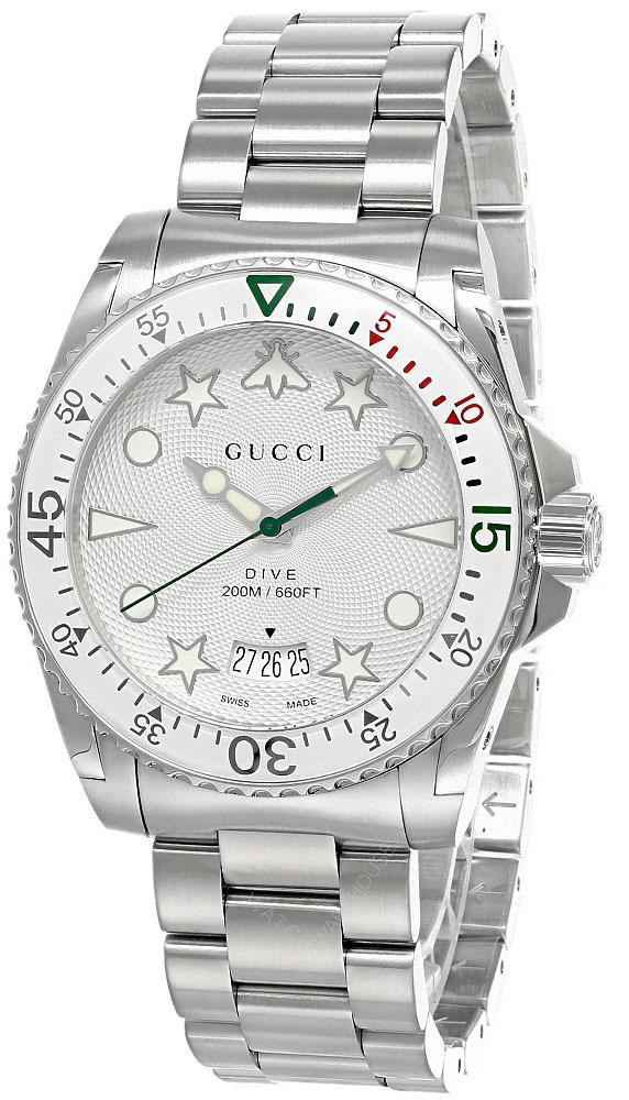 GUCCI Dive 40MM QTZ S-Steel Silver Dial Bracelet Men's Watch YA136336