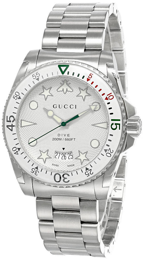 GUCCI Dive 40MM QTZ S-Steel Silver Dial Bracelet Men