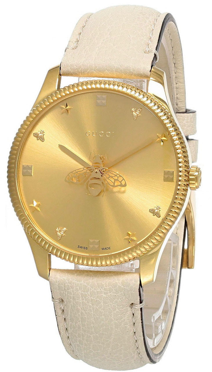 G-Timeless watch with bee, 29 mm in light pink lambskin | GUCCI® US