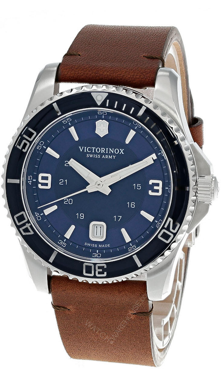 VICTORINOX Maverick 43MM Blue Dial Brown Leather Men's Watch