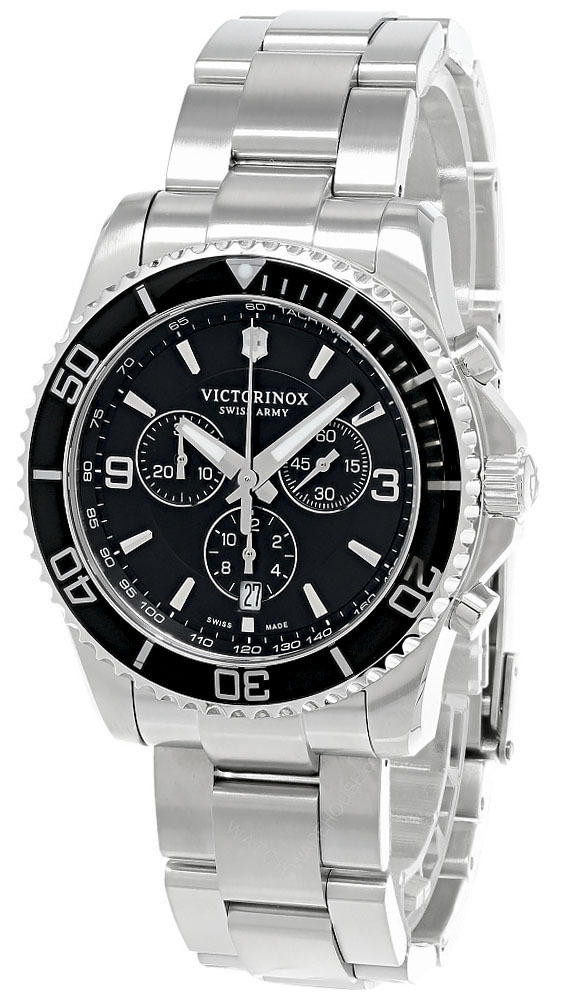 VICTORINOX Maverick CHRONO 43MM SS Black Dial Men's Watch 241695