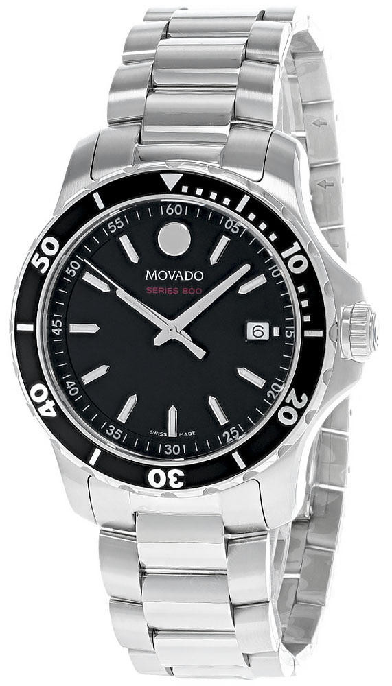 Rare Movado Series 800 Blackout!! Movado Series 800 Black Dial Black Steel Strap Watch For Men  main image 3