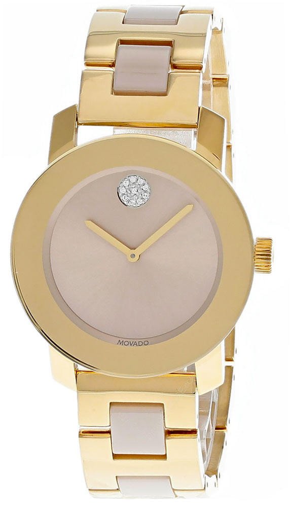 MOVADO Bold Crystal Accent 36MM SS Beige Dial Ceramic  display picture 1
