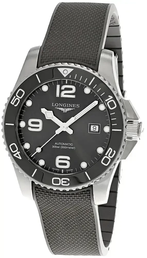 Longines HydroConquest Automatic Grey Dial Rubber Strap Men's Watch L3.782.4.76.9 L3.782.4.76.9