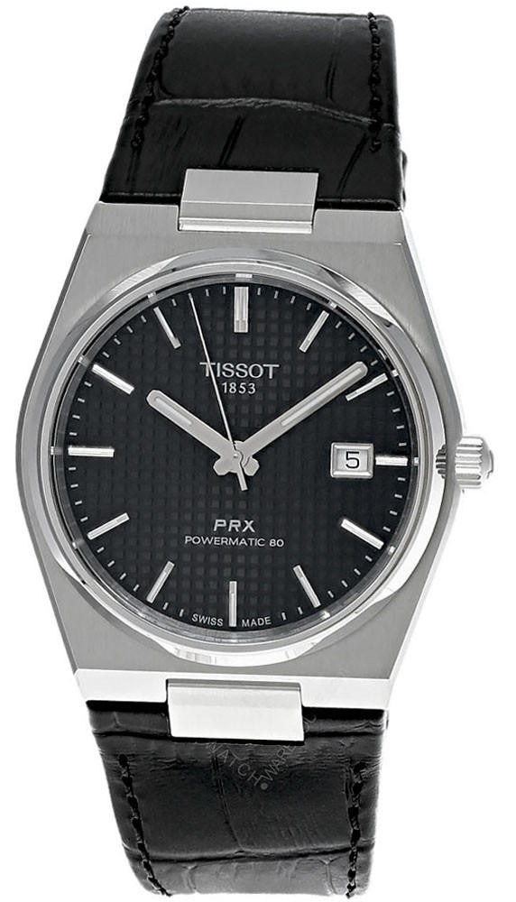 TISSOT PRX Powermatic 80 40MM Black Leather Men's Watch T137.407.16.051.00 / T1374071605100