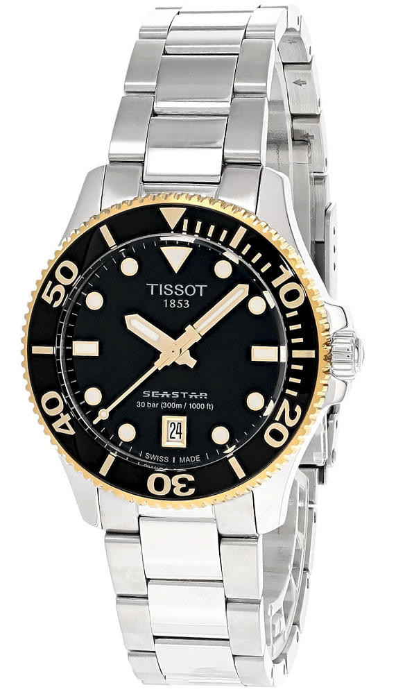 Photos - Wrist Watch TISSOT Seastar 1000 36MM SS Black Dial Unisex Watch T120.210.21.051.00 