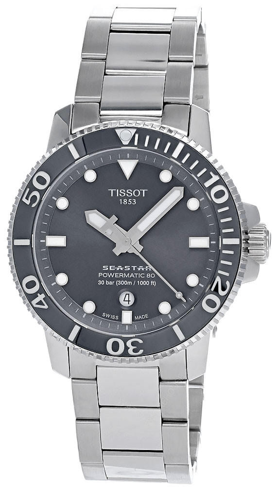 TISSOT Seastar 1000 Powermatic 80 43MM Gray Dial Men's Watch T1204071108101