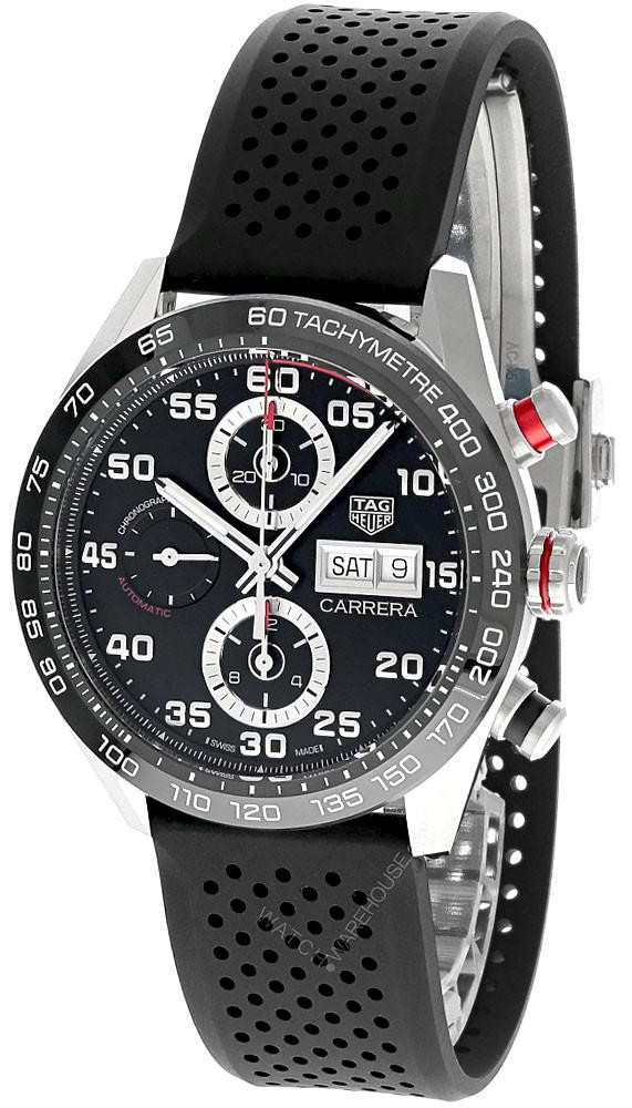 TAG HEUER Carrera Auto 44MM Black Rubber Men's Watch CBN2A1AA.FT6228
