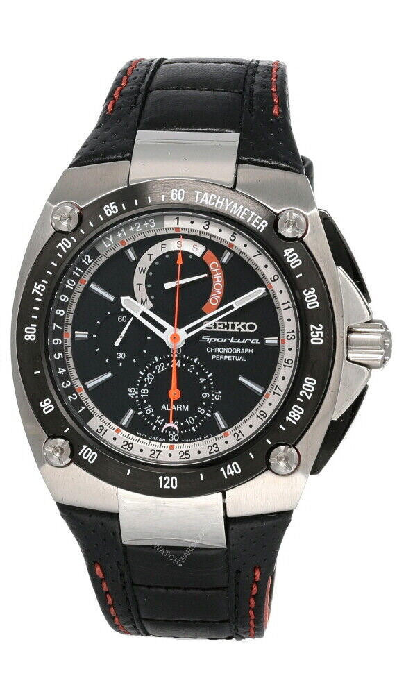 Seiko Sportura 46MM Black Dial LTHR Strap Men's Watch SPC055 | Fast & Free  US Shipping | Watch Warehouse