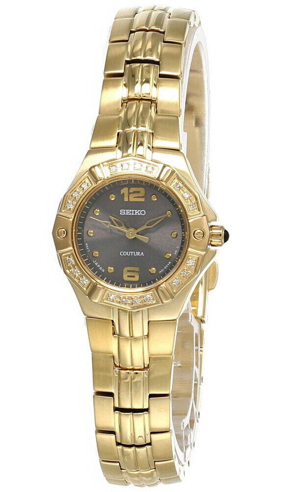 Seiko Coutura Black Dial Gold-Tone S-Steel Women display picture 3