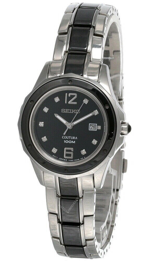 Seiko Coutura Ladies Watch Stainless Steel Bracelet Black Dial Date Window Seiko - Coutura Solar | SNE506 – TimeScape main image 4