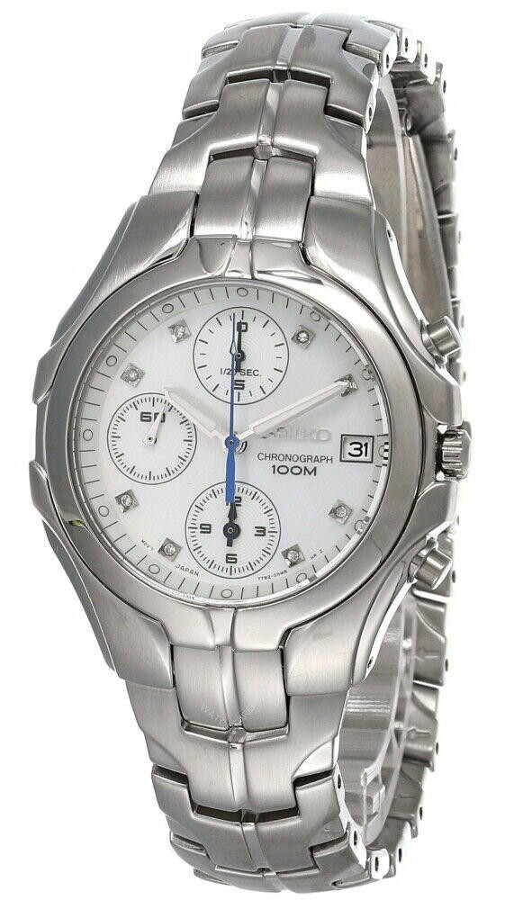 Seiko chronograph lady battery WR100M stainless steel w/date Amazon.com: Seiko Women main image 4