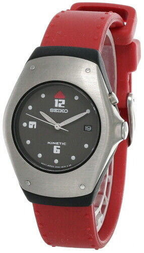 SEIKO Kinetic Black Dial Rubber Strap Unisex Watch SWP265  display picture 2