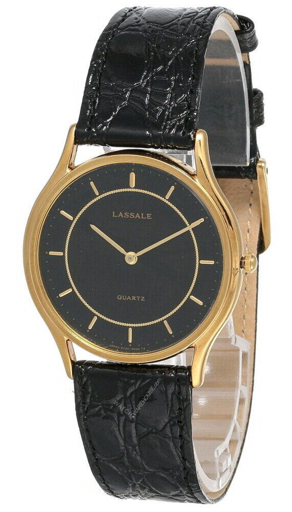 稼働 SEIKO LASSALE 腕時計 ブラック ゴールド バー 3411 SEIKO - 稼働 SEIKO LASSALE 腕時計 ブラック ゴールド バー 3411の