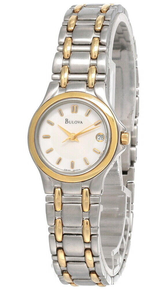 New Bulova White Dial 2-Tone SS Women's Watch 95G06 | Fast