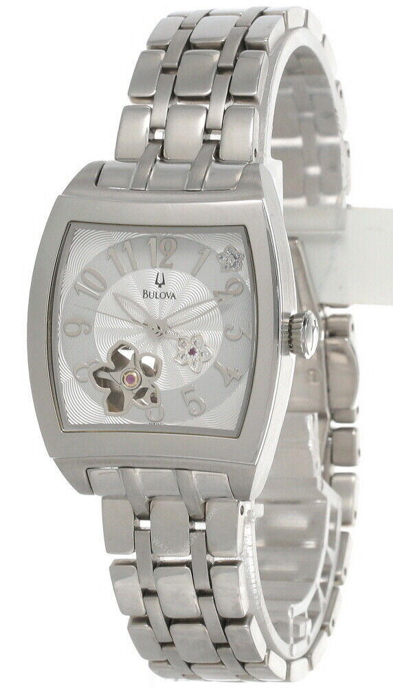 Bulova Silver Women\'s Watch with Floral Accents New Bulova BVA Floral Skeleton Silver Dial SS Women main image 4
