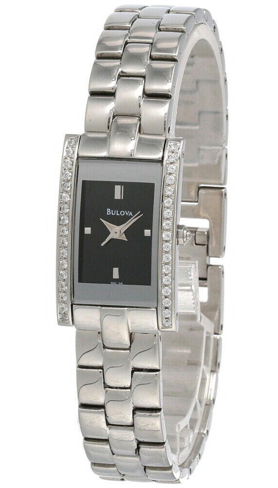 New Bulova Black Dial Stainless Steel Women display picture 1