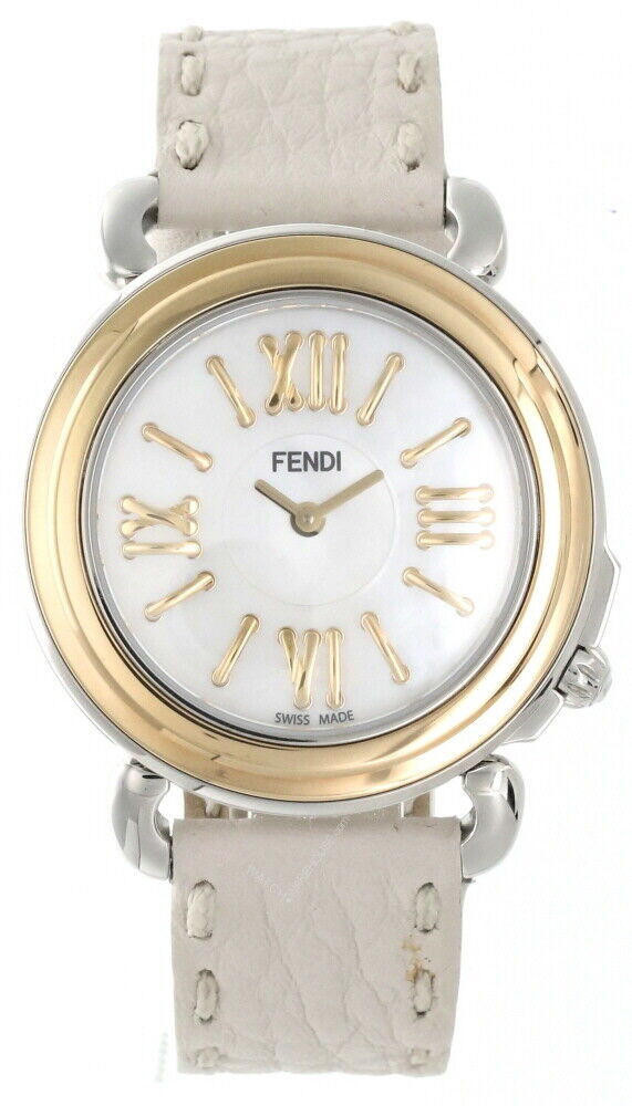 New Fendi Selleria MOP Dial LTHR Strap Women's Watch 001-80100M-006