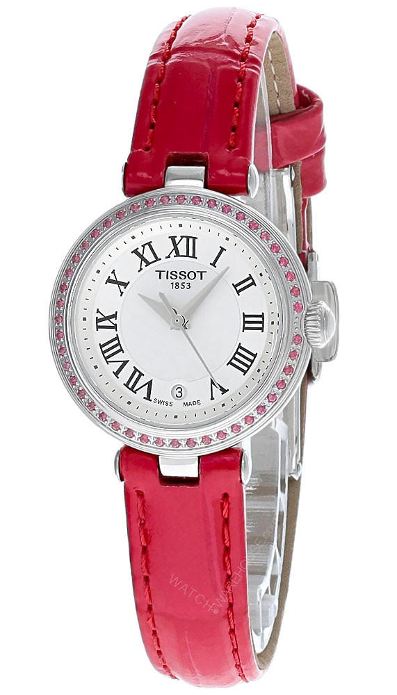 Photos - Wrist Watch TISSOT Bellissima 26MM Small Lady Pink Leather Strap Women's Watch T126.01 