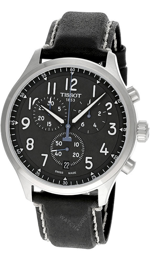 TISSOT CHRONO XL 45MM Anthracite Dial Leather Men's Watch T116