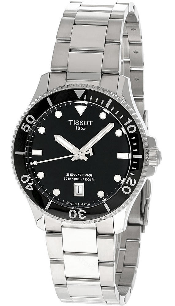 Photos - Wrist Watch TISSOT Seastar 1000 Black Dial 40MM SS Men's Watch T120.410.11.051.00 