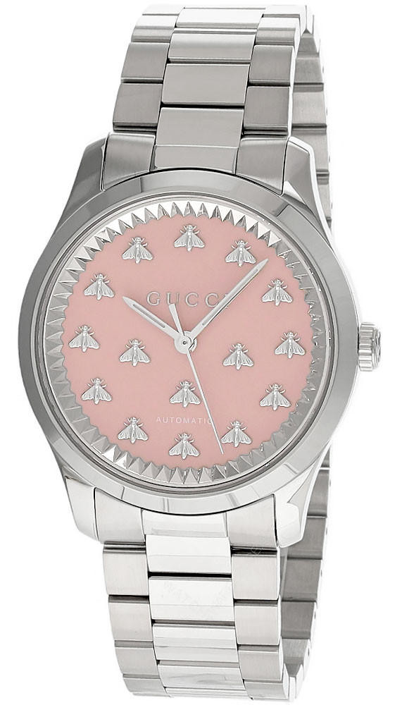 Gucci Silver Watch with Pink Dial Gucci G-Timeless with Bee Motif Pink Dial and Stainless  main image 3