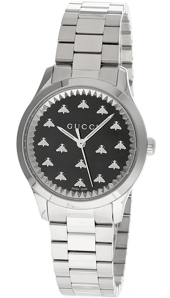 GUCCI G-Timeless 32MM Quartz S-Steel Black Dial Women display picture 3
