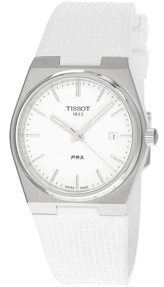 Photos - Wrist Watch TISSOT PRX 40MM Quartz White/Fully Luminous Dial Rubber Men's Watch T137.4 