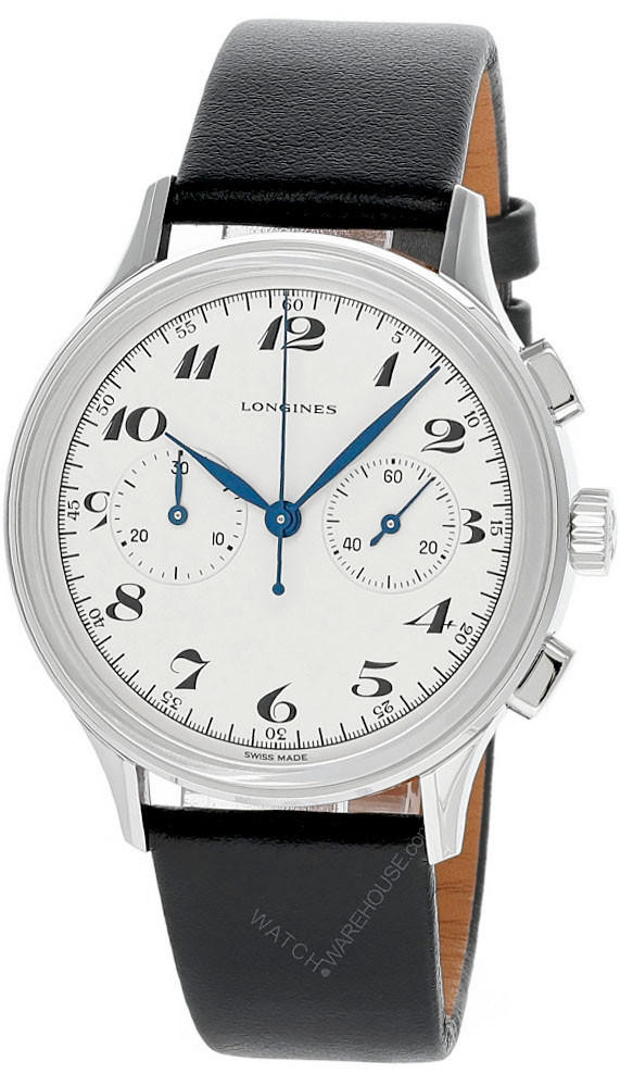 LONGINES 腕時計 クォーツ ホワイト LONGINES Heritage CHRONO Automatic 40MM Silver Dial Leather Men's