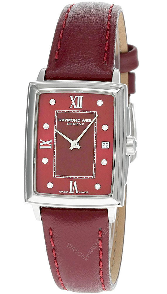 RAYMOND WEIL Toccata Quartz Ruby Dial Diamond Leather Women's