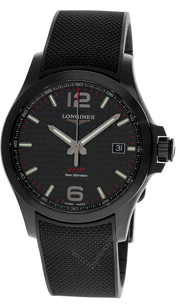 Lenchi② LONGINES Conquest V.H.P. 43MM Black PVD Rubber Men's Watch