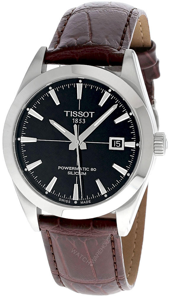 TISSOT Gentleman AUTO 40MM Black Dial Leather Men's Watch T127.407.16.051.01 / T1274071605101