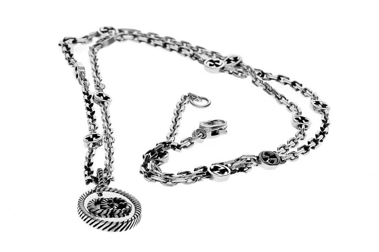 Gucci silver pendant on sale necklace