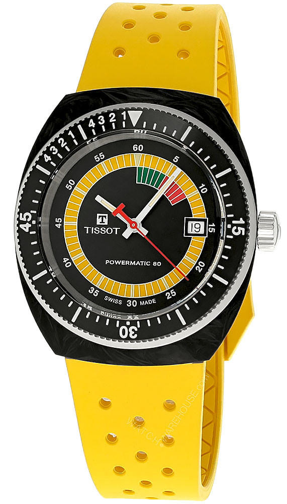 Photos - Wrist Watch TISSOT Sideral S Powermatic 80 41MM Yellow Rubber Men's Watch T145.407.97. 